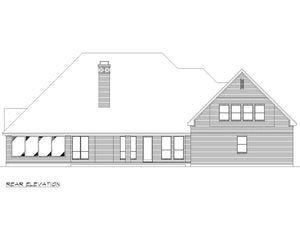 F7843-A Tudor House Rear Elevation, 3 Bedrooms, 2.5 Bathrooms | Rio Grande 