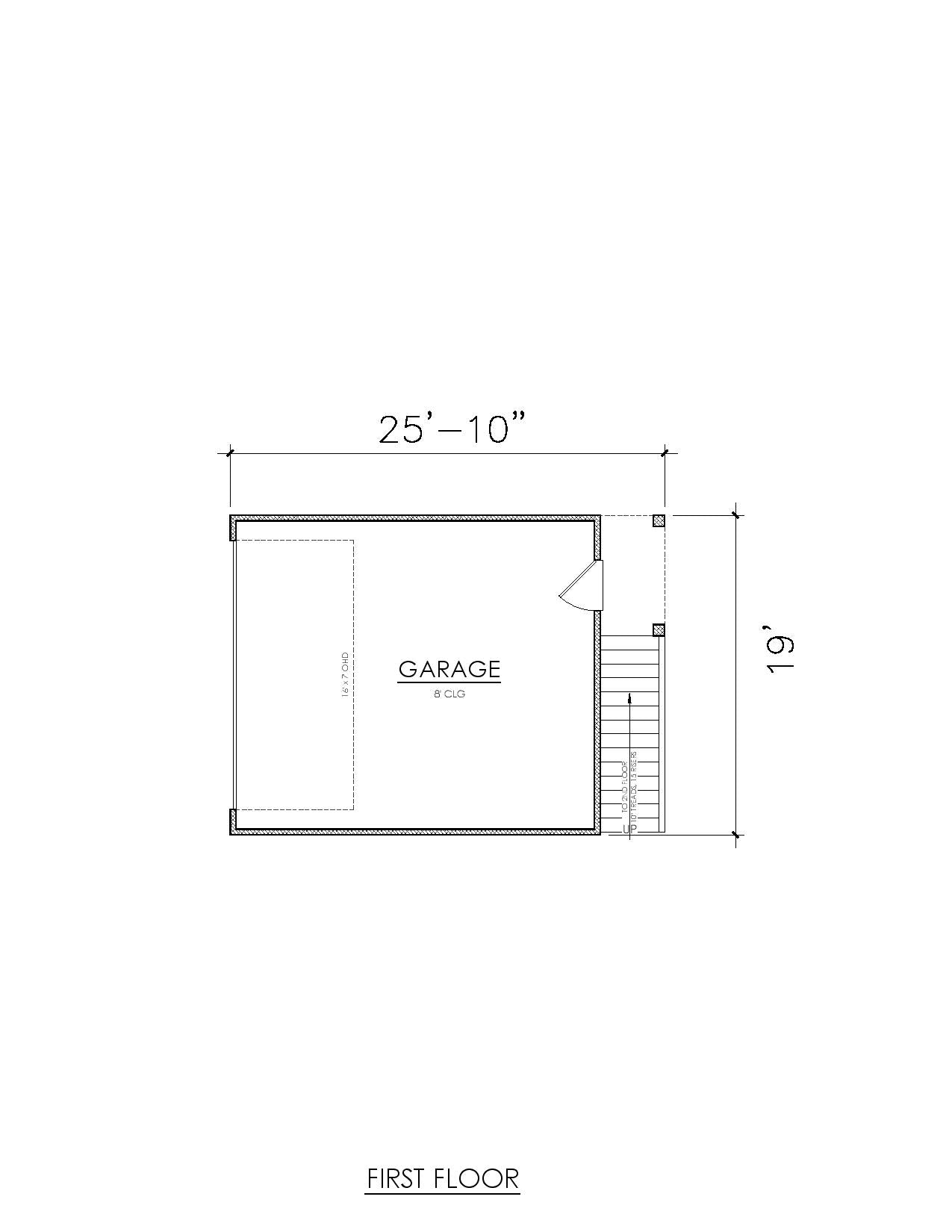 AG7494-A ADU House First Floor Plan, 1 Bed, 1 Bath | Rosemont House Plan 