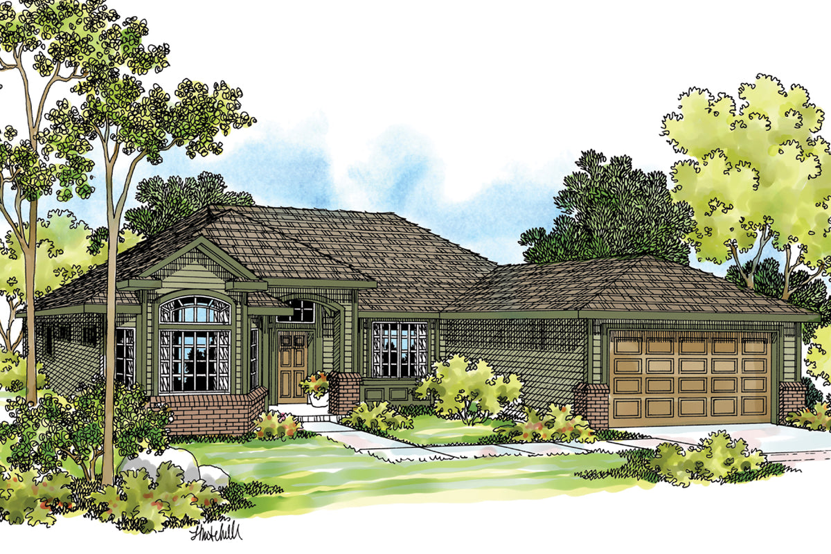 AM8278-A Ranch House, 3 Bedrooms, 2 Bathrooms | Arvada House Plan Exterior-2