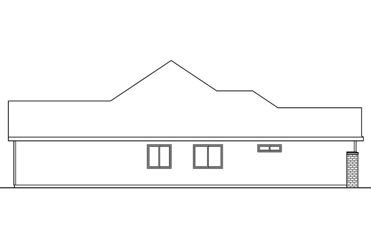 AM8284-A Prairie House, 3 Bedrooms, 2 Bathrooms | Cheyenne House Plan Left Elevation 