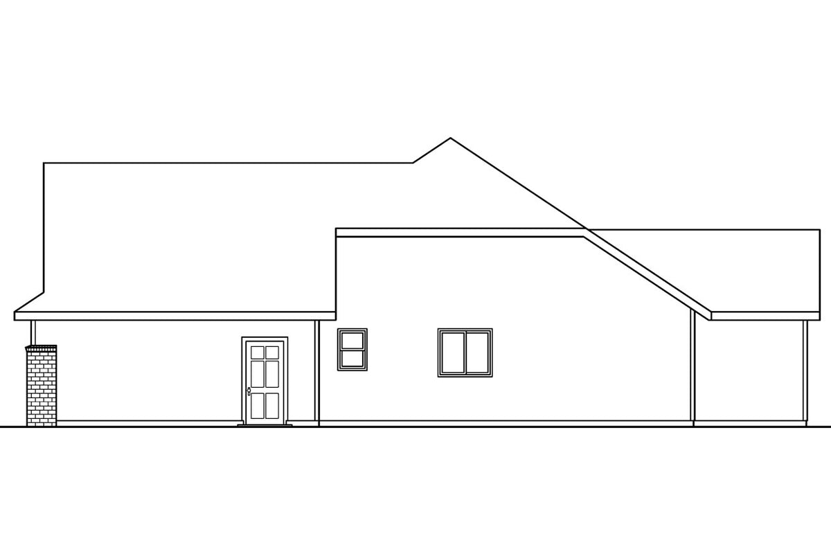 AM8284-A Prairie House, 3 Bedrooms, 2 Bathrooms | Cheyenne House Plan Right Elevation