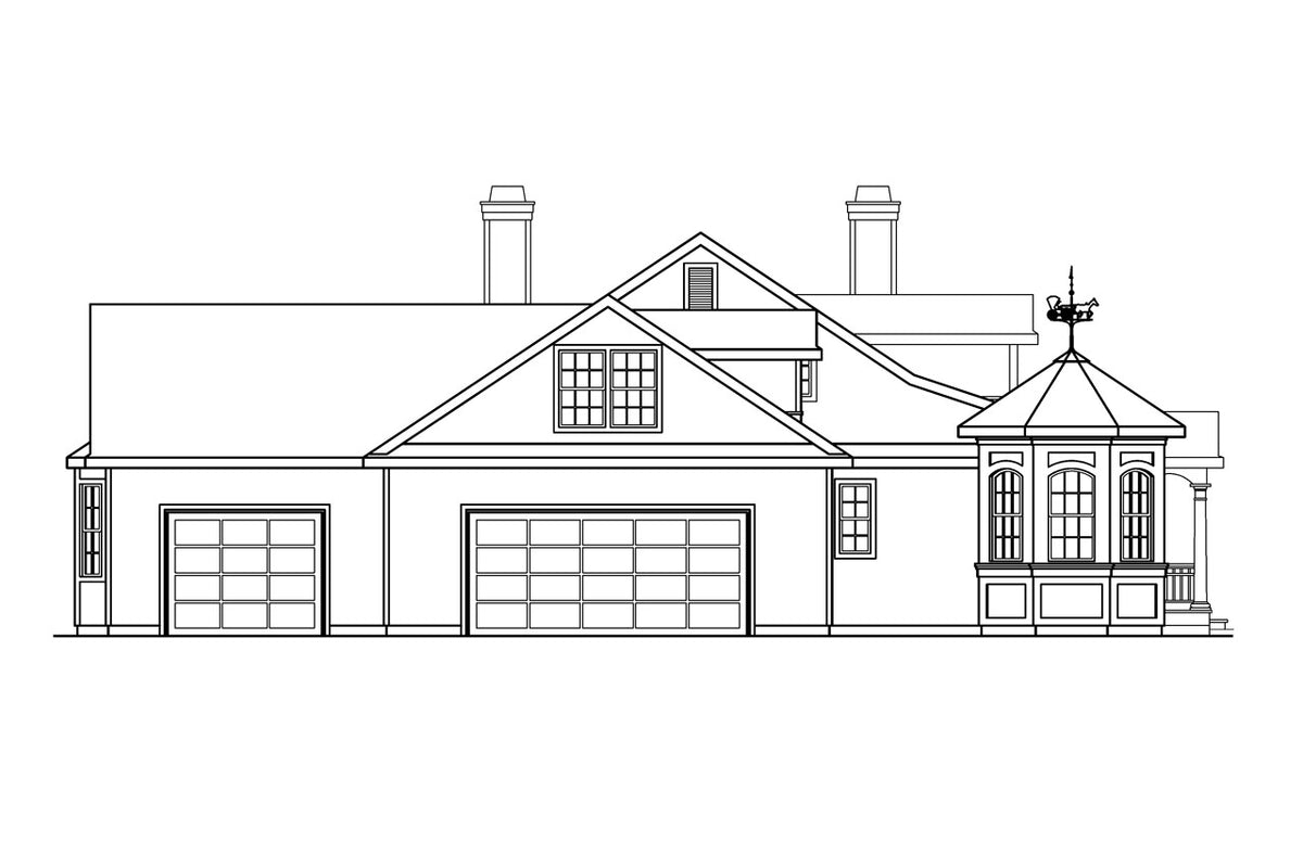 AM8285-A Country House, 4 Bedrooms, 5.5 Bathrooms | Louisville House Plan Left Elevation