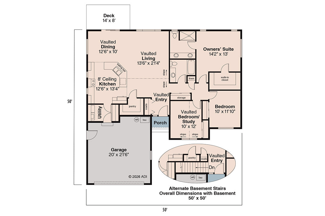 AM8103-A Traditional House First Floor Plan, 3 Bedrooms, 2 Bathrooms | Rexburg House Plan 