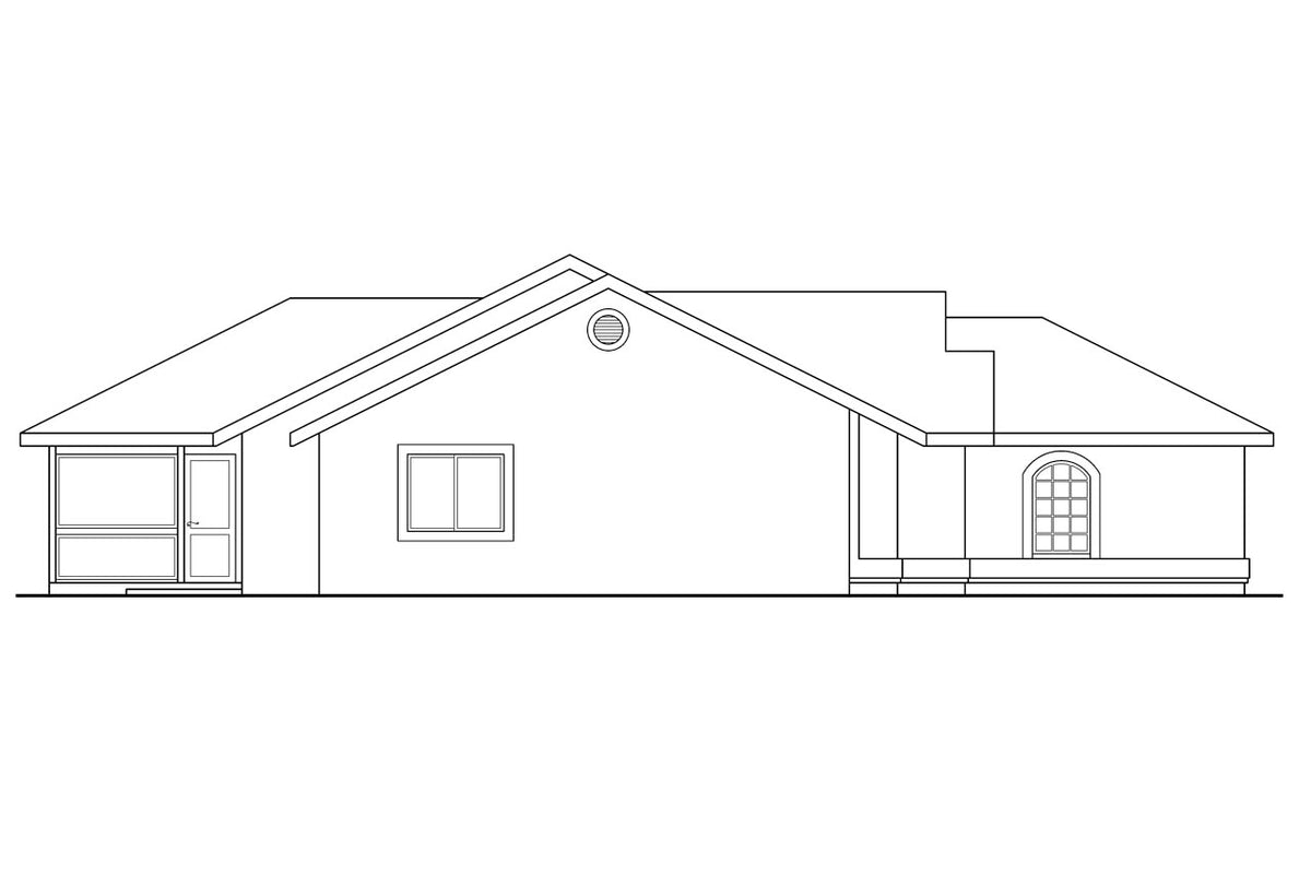 AM7789-A Mediterranean House Left Elevation, 3 Bedrooms, 2 Bathrooms | 11-090 Florosa 