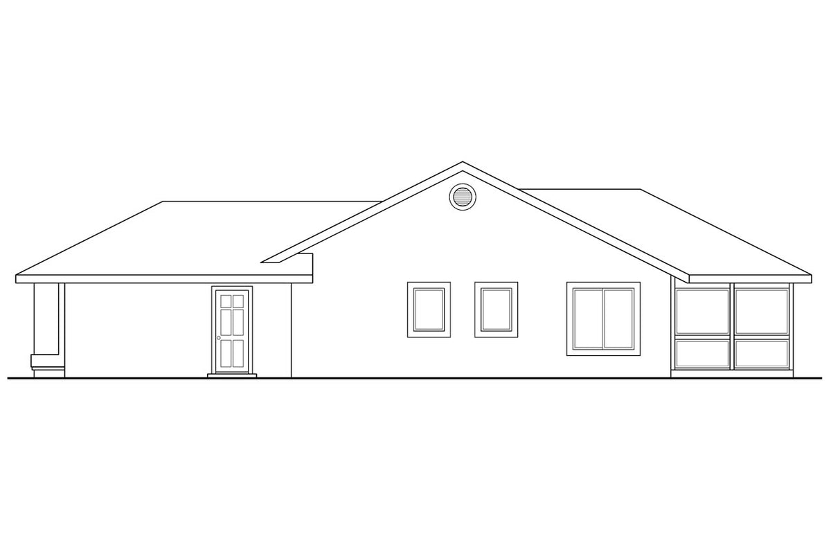 AM7789-A Mediterranean House Right Elevation, 3 Bedrooms, 2 Bathrooms | 11-090 Florosa 