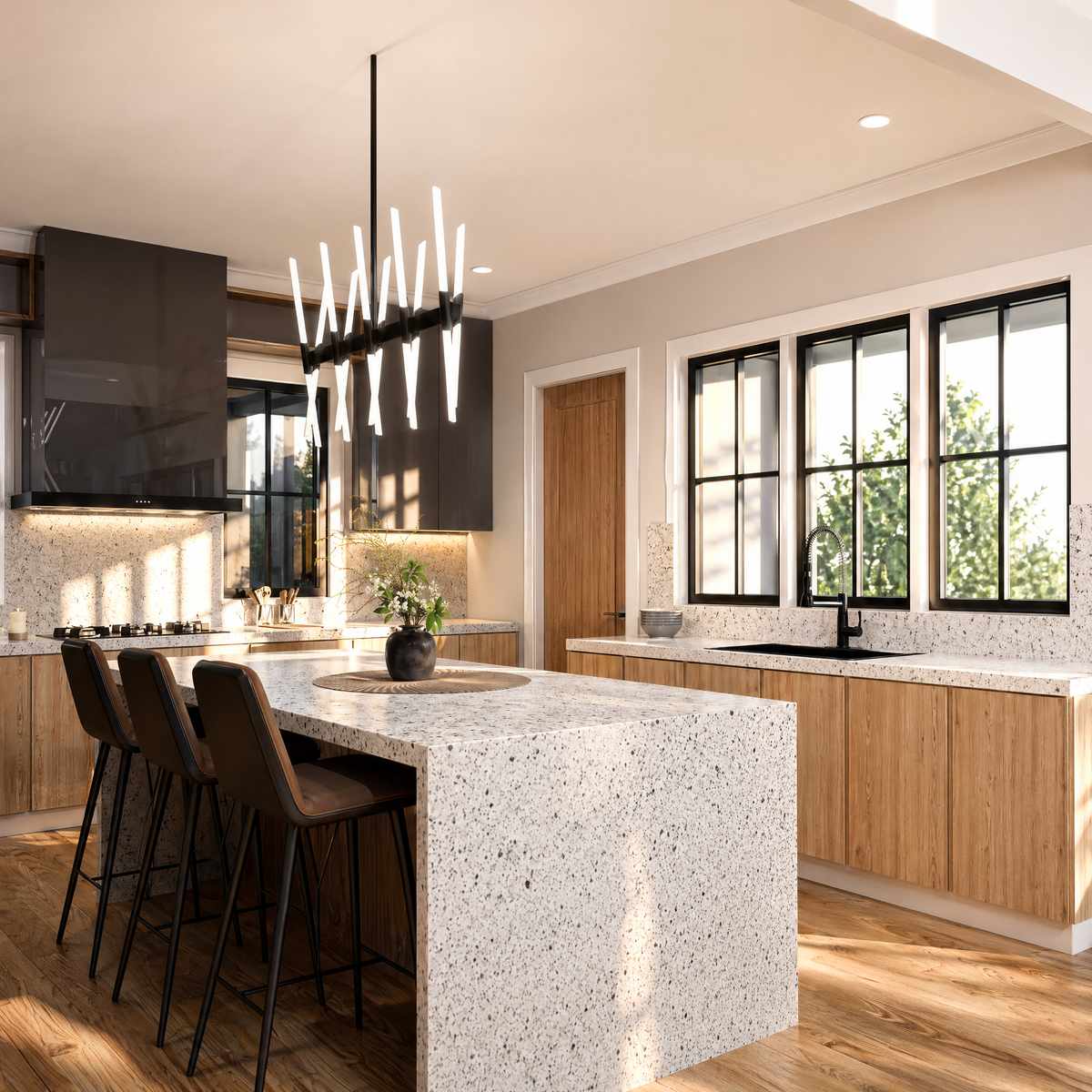A8250-A Mulberry House Plan 3 Beds, 3.5 Baths, Modern Farmhouse Plan Kitchen