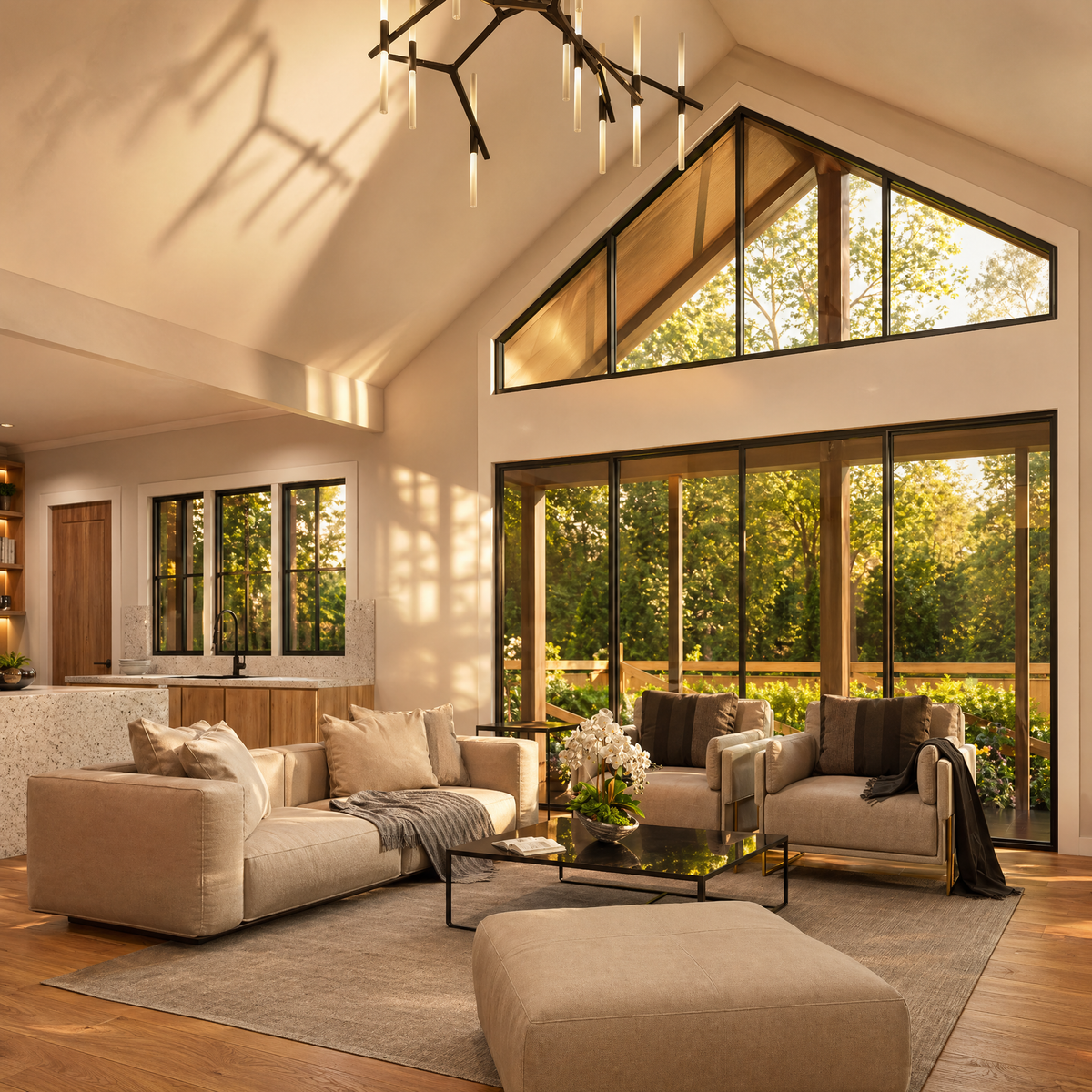 A8250-A Mulberry House Plan 3 Beds, 3.5 Baths, Modern Farmhouse Plan Keeping Family Room