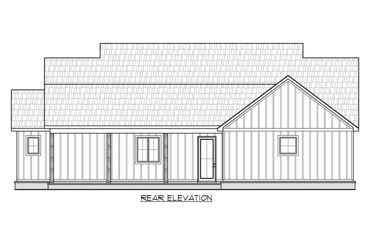 C6701-A Farmhouse House, 3 Bedrooms, 2.5 Bathrooms | Hickory Springs House Plan Rear Elevation