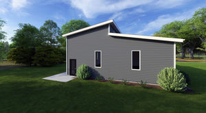 Four-Car Detached Garage Plan with 16-Foot Ceilings & Modern Style