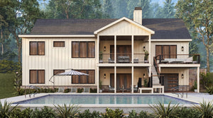 A802-A Urban Oak Contemporary Craftsman House Plan Rear Image 2