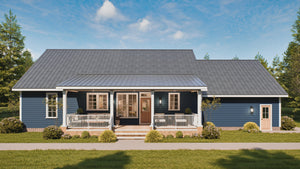 25124 Blues 3 Traditional Style Plan 3-Beds, 2.5 Bathrooms, Exterior-Rear Day