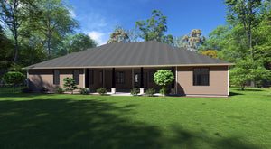 Modern 4-Bedroom Ranch Home Plan with Two-Story Grand Room – 2,919 Sq Ft