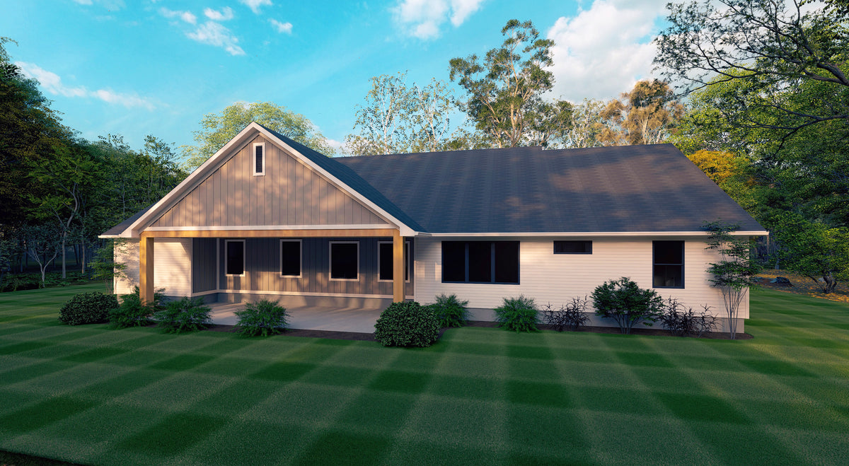 Stylish 4-Bedroom Ranch Plan with Open Living and Patio