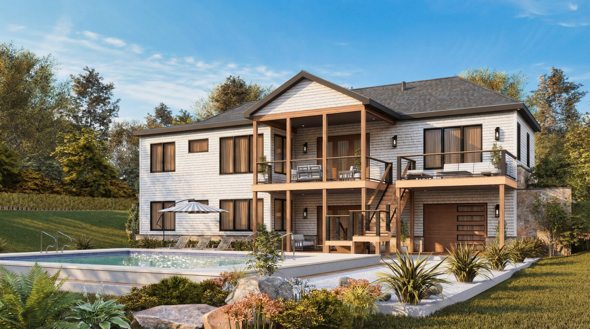 Contemporary  1,801 Sq Ft House Plan, 3 Bedrooms, 2 Bathrooms with Walkout Basement and Expansive Outdoor Living | Urban Ridge