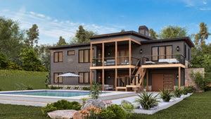 A7971 Urban Valley Contemporary House Plan 3 beds, 2 baths, Rear Exterior 2