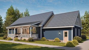 25124 Blues 3 Traditional Style Plan 3-Beds, 2.5 Bathrooms, Exterior-Rear Left Day