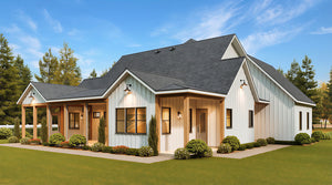 A8484-A Bluefern Valley Main Image Exterior 3beds, 3 baths modern farmhouse Plan
