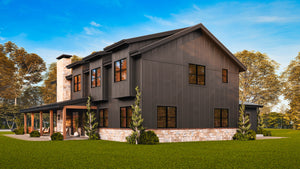26036 Whistlewood 2 House Plan, Modern Farmhouse 3 Beds, 2.5 Baths Rear Right Day Exterior 2