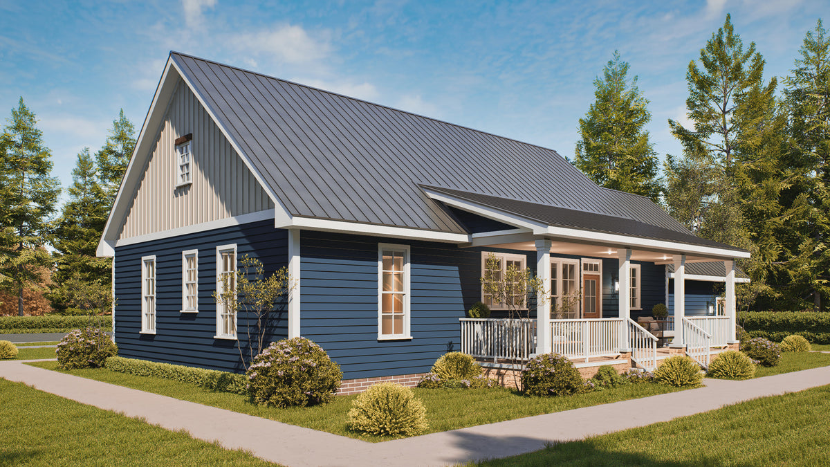 25124 Blues 3 Traditional Style Plan 3-Beds, 2.5 Bathrooms, Exterior-Rear Right Day