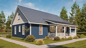 25124 Blues 3 Traditional Style Plan 3-Beds, 2.5 Bathrooms, Exterior-Rear Right Day