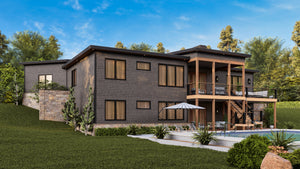 A7971 Urban Valley Contemporary House Plan 3 beds, 2 baths, Rear Exterior 3