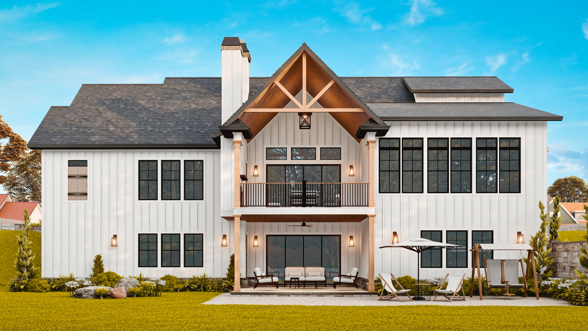 Elegant Two-Story Modern Farmhouse with Stone Accents and Spacious Garage