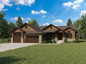 I8369-A Ranch House, 3 to 4 Bedrooms, 2.5 Bathrooms | Redmill House Plan Exterior