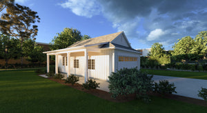 Spacious 2-Car Garage with Workshop and Covered Front Porch