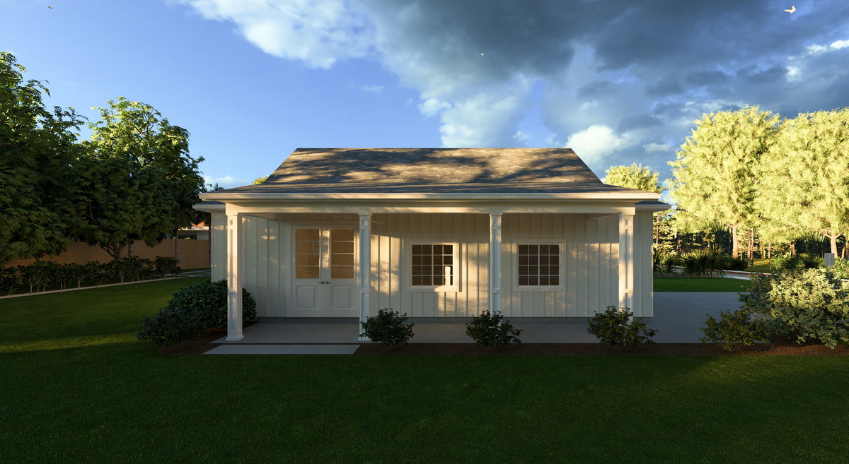Spacious 2-Car Garage with Workshop and Covered Front Porch