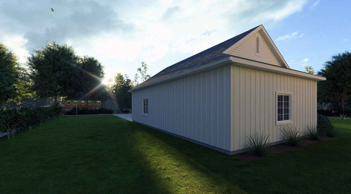 Spacious 2-Car Garage with Workshop and Covered Front Porch