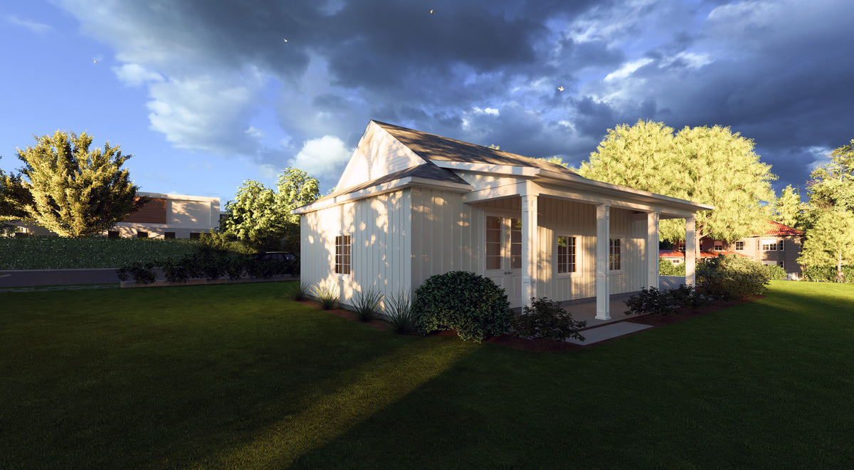 Spacious 2-Car Garage with Workshop and Covered Front Porch