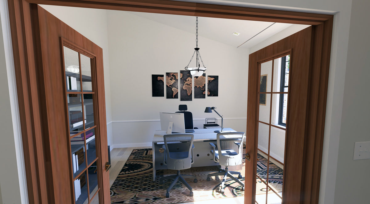 Modern 4-Bedroom Ranch Home Plan with Two-Story Grand Room – 2,919 Sq Ft