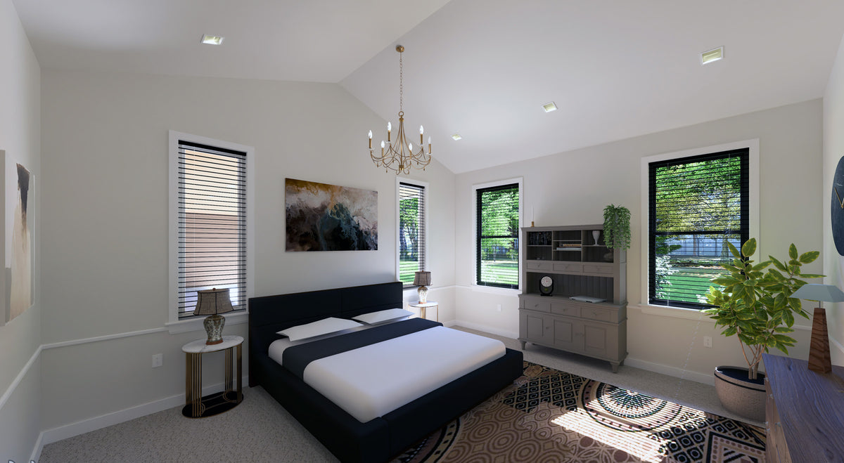 Modern 4-Bedroom Ranch Home Plan with Two-Story Grand Room – 2,919 Sq Ft