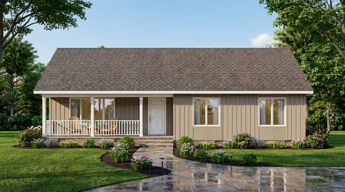 A8204-A Traditional House, 3 Bedrooms, 2 Bathrooms | Beagle House Plan Exterior-4