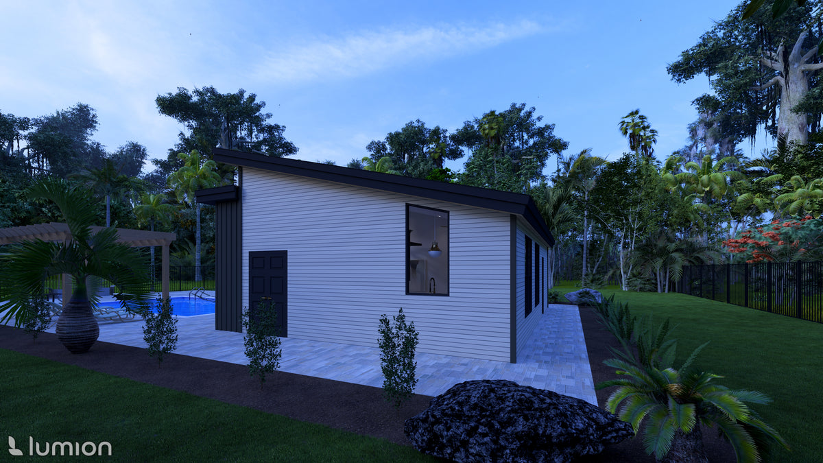 Stylish 621 Sq Ft Pool House with Outdoor Kitchen and Pantry