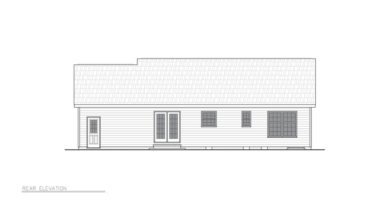 A8187-A Robbie House Plan, 3 Bedrooms, 2 Bathrooms | Country House Rear Elevation