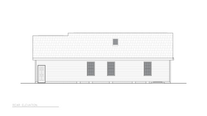 ST25083 Ross 3 Bedrooms, 2 Bathrooms, Ranch Style House Plan Rear Elevation