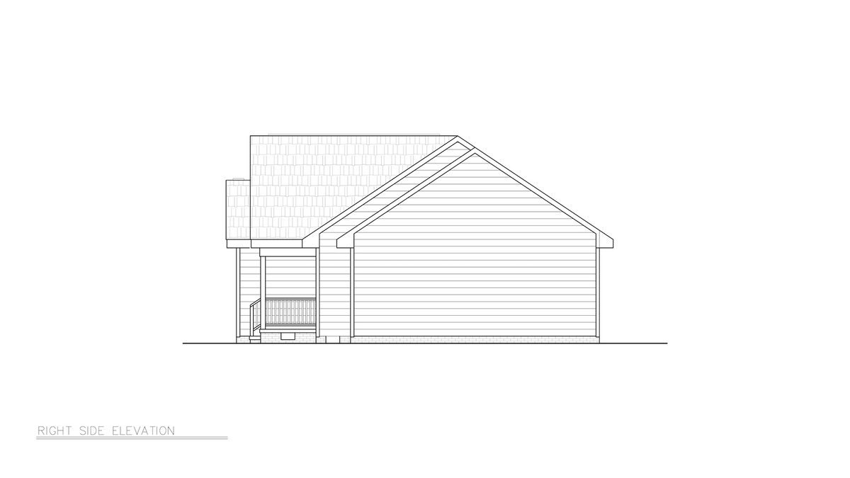 ST25083 Ross 3 Bedrooms, 2 Bathrooms, Ranch Style House Plan Right Side Elevation