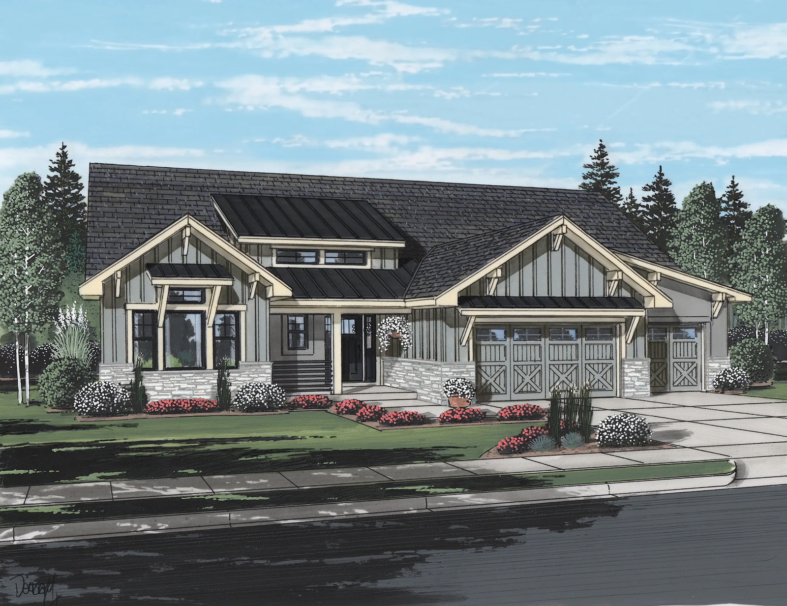 I5417-A Craftsman House, 3 Bedrooms, 2.5 Bathrooms | The Salem House Plan Exterior