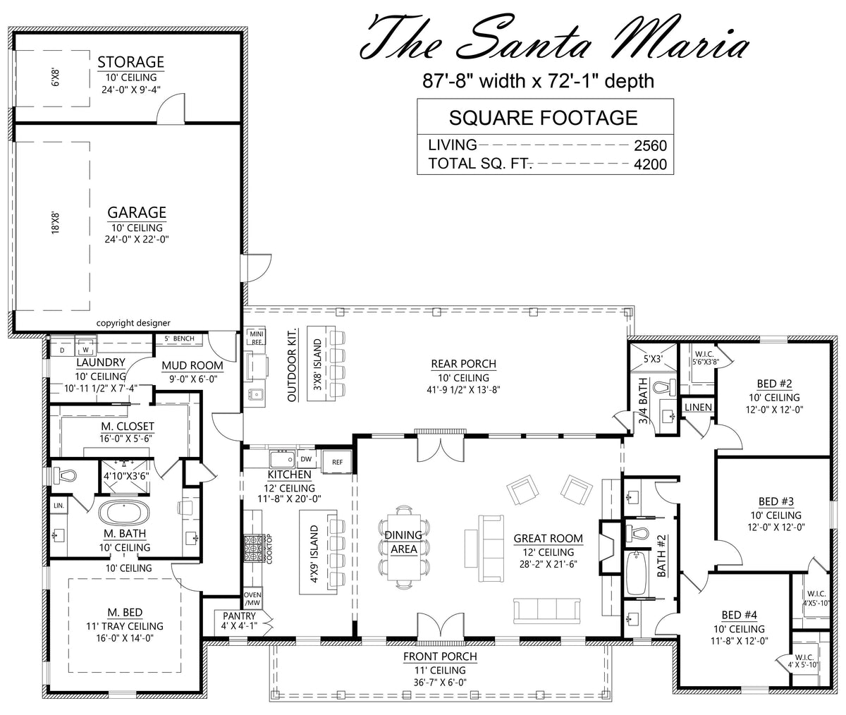 Santa Maria House Plan - Archival Designs House Plans, floor plan