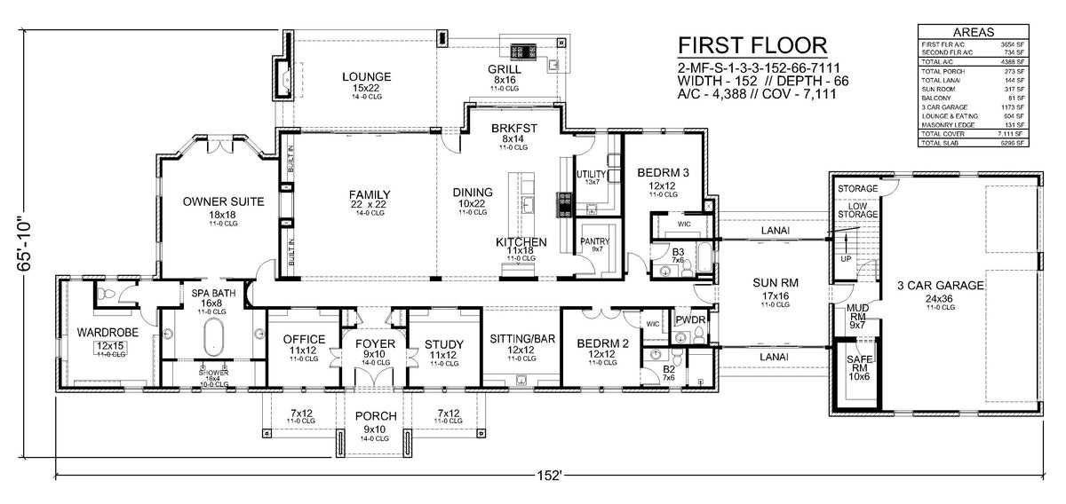 F8061-A Hill Country House First Floor Plan, 3 Bedrooms, 3 Bathrooms, 2 Half Bathrooms | Shady Valley 
