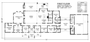 F8061-A Hill Country House First Floor Plan, 3 Bedrooms, 3 Bathrooms, 2 Half Bathrooms | Shady Valley 
