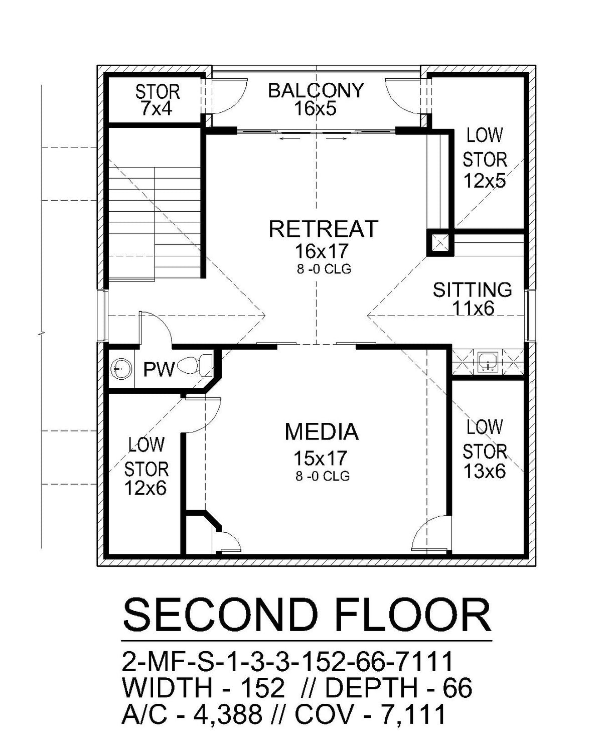 F8061-A Hill Country House Second Floor Plan, 3 Bedrooms, 3 Bathrooms, 2 Half Bathrooms | Shady Valley 