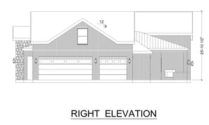 F8061-A Hill Country House, 3 Bedrooms, 3 Bathrooms, 2 Half Bathrooms | Shady Valley Right Elevation