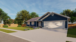 AO8483-A Traditional House, 3 to 5 Bedrooms, 2.5 to 3.5 Bathrooms | Simpson House Plan Exterior-2