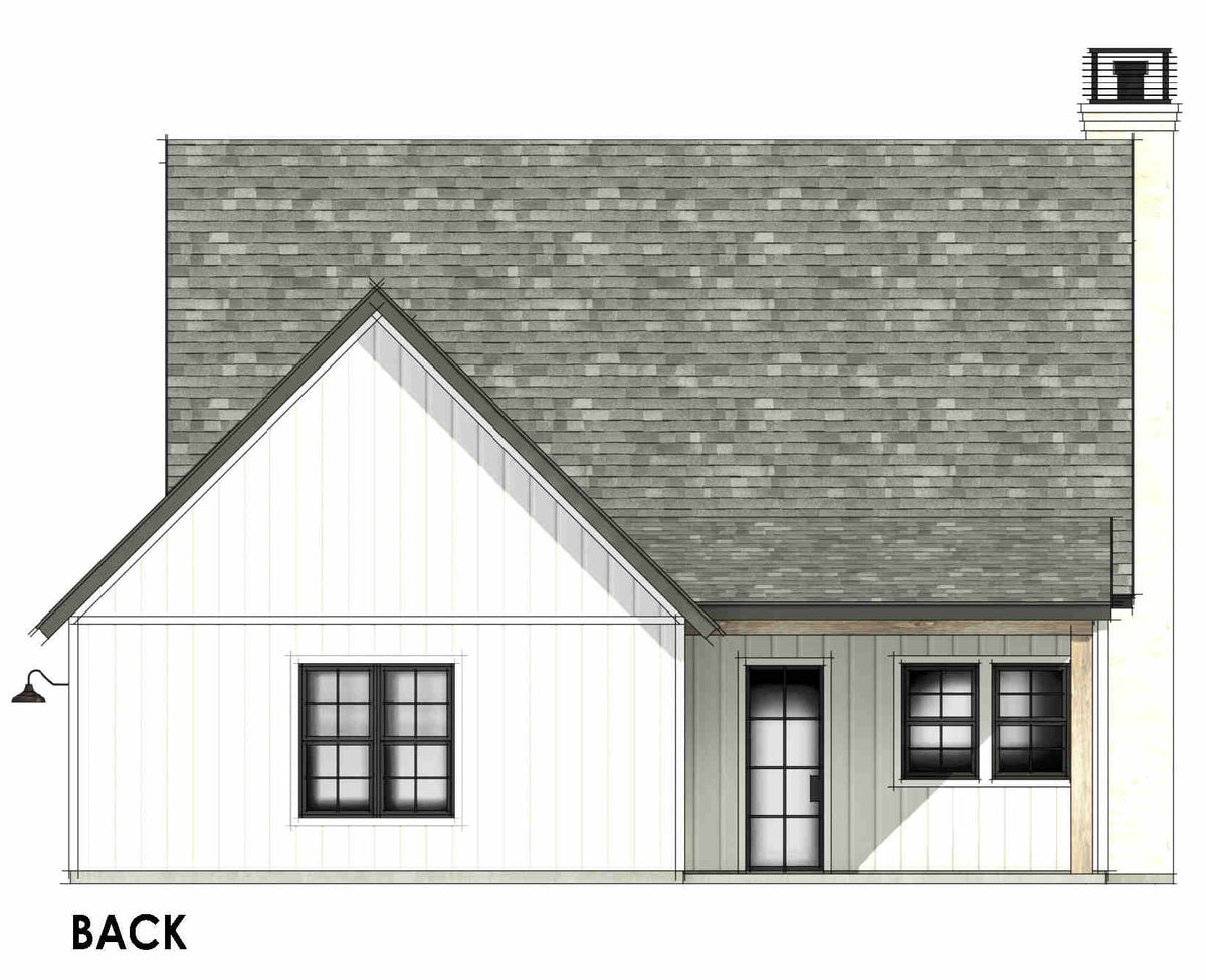 Country House, 3 Beds, 2.5 Baths | Plan SM158 Back CAD