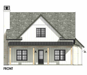 Country House, 3 Beds, 2.5 Baths | Plan SM158 Front CAD