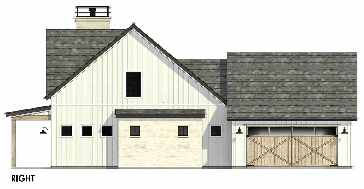 Country House, 3 Beds, 2.5 Baths | Plan SM158 Right CAD