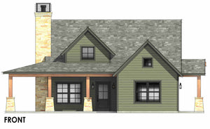 R7481-A Country Mountain House Front CAD, 3 Beds, 2 Baths | Plan SM159 
