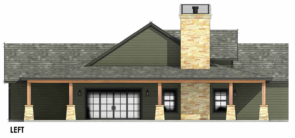 R7481-A Country Mountain House Left CAD, 3 Beds, 2 Baths | Plan SM159 